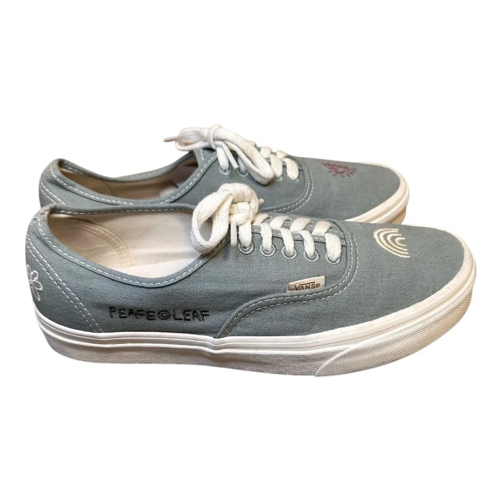 Vans‎ Authentic Peace Leaf Slate Blue Hemp Embroidered Sneakers Mens 7.5 Wmns 9